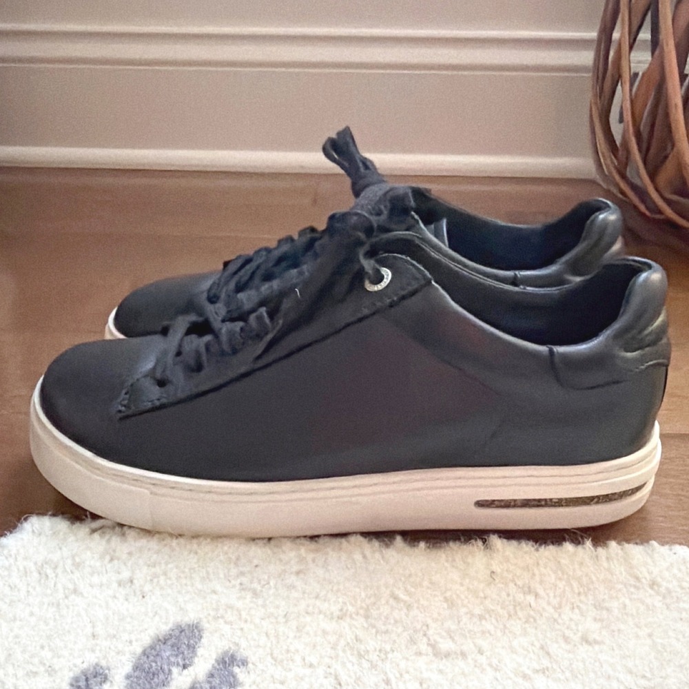 Birkenstock Bend Low Sneaker Womens Sz 7 38 Black Leather Lace Up Comfort Casual